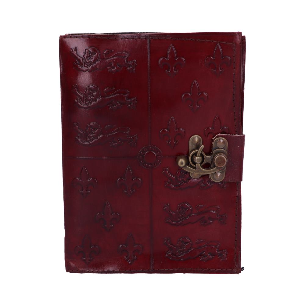 Lockable Red Leather Medieval Embossed Journal 15x21cm