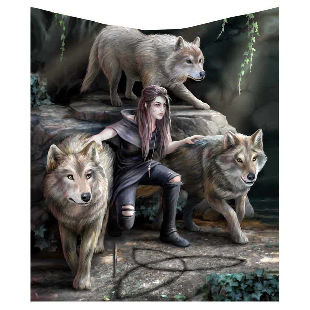 Anne Stokes Power of Three Wolf Guardian Throw Blanket 160cm 1