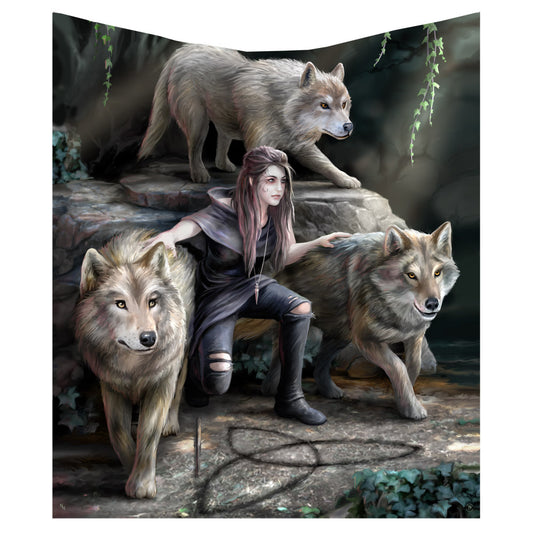 Anne Stokes Power of Three Wolf Guardian Throw Blanket 160cm 1