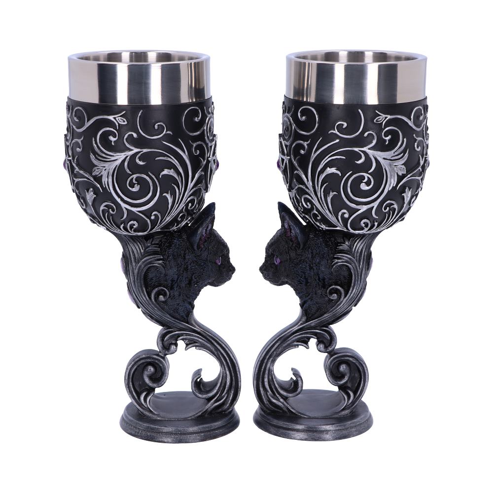 Familiars Love Twin Cat Heart Set of Two Goblets 18.5cm 1