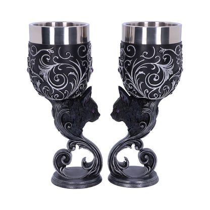 Familiars Love Twin Cat Heart Set of Two Goblets 18.5cm 1