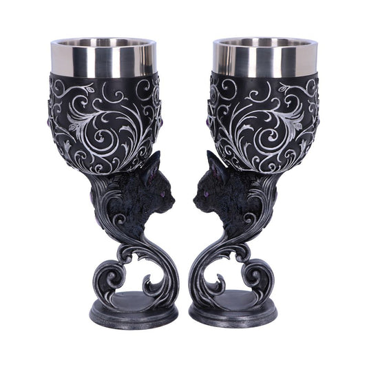 Familiars Love Twin Cat Heart Set of Two Goblets 18.5cm 1