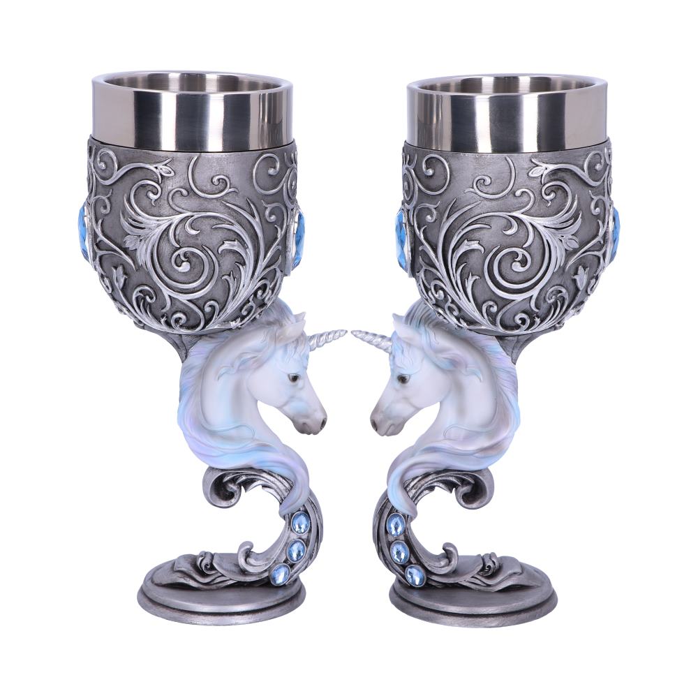 Enchanted Hearts Twin Unicorn Heart Set of Two Goblets 1