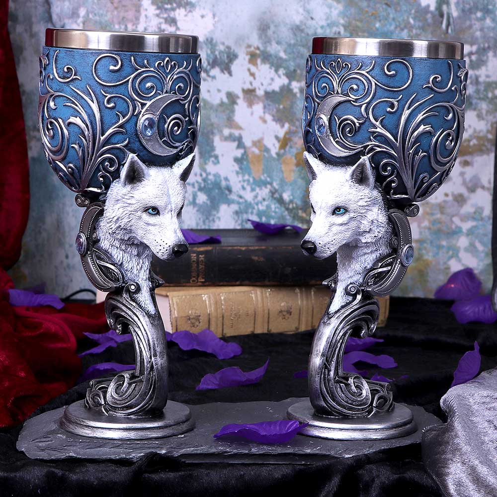 Wild at Heart Twin Wolf Set of Two Goblets 18.5cm 9