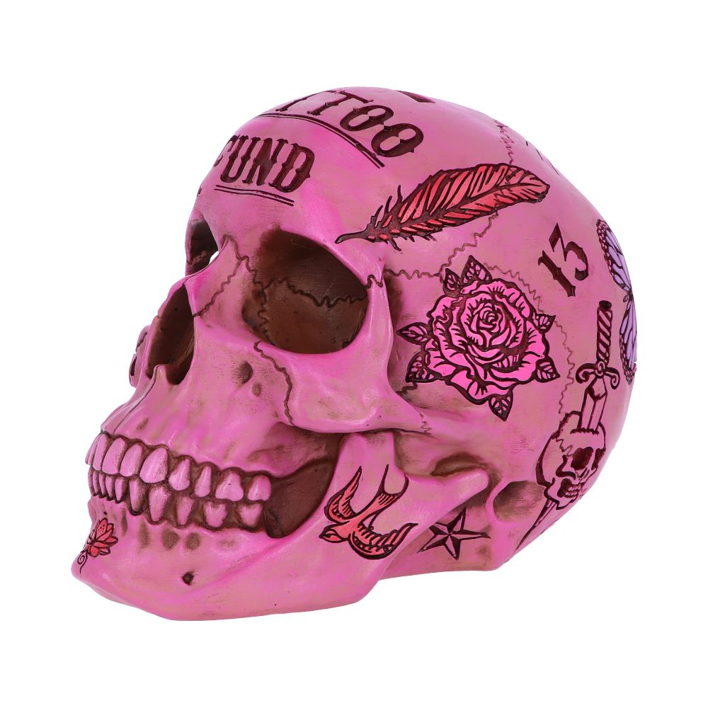Pink Traditional Tribal Tattoo Fund Skull Money Box 2