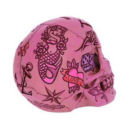 Pink Traditional Tribal Tattoo Fund Skull Money Box 4