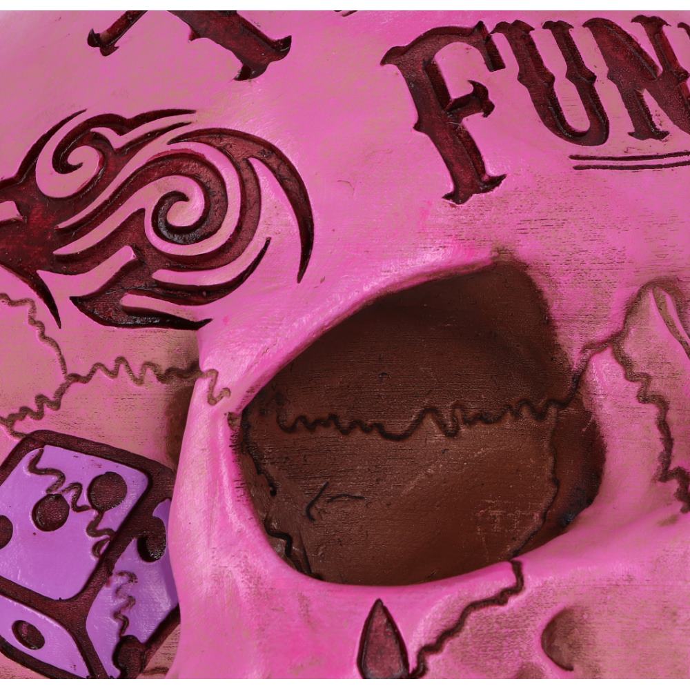 Pink Traditional Tribal Tattoo Fund Skull Money Box 5
