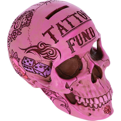Pink Traditional Tribal Tattoo Fund Skull Money Box 6