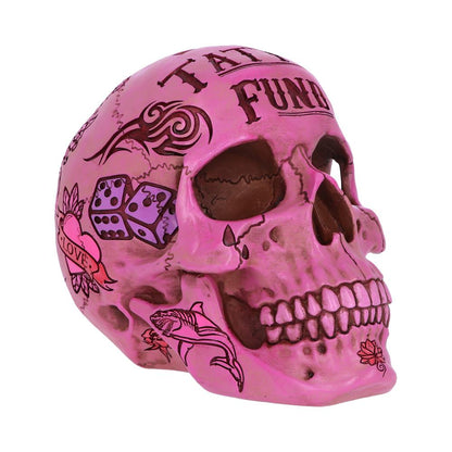 Pink Traditional Tribal Tattoo Fund Skull Money Box 1