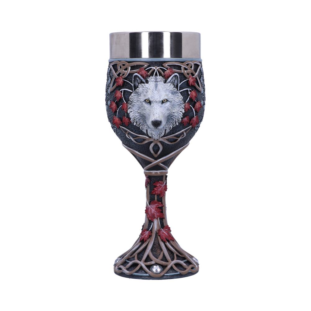 Lisa Parker Guardian of the Fall White Autumn Wolf Goblet 1