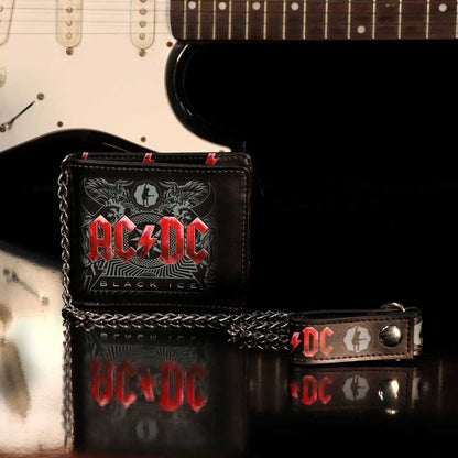 ACDC Black Ice Album Embossed Wallet and Chain Officially Licensed 8
