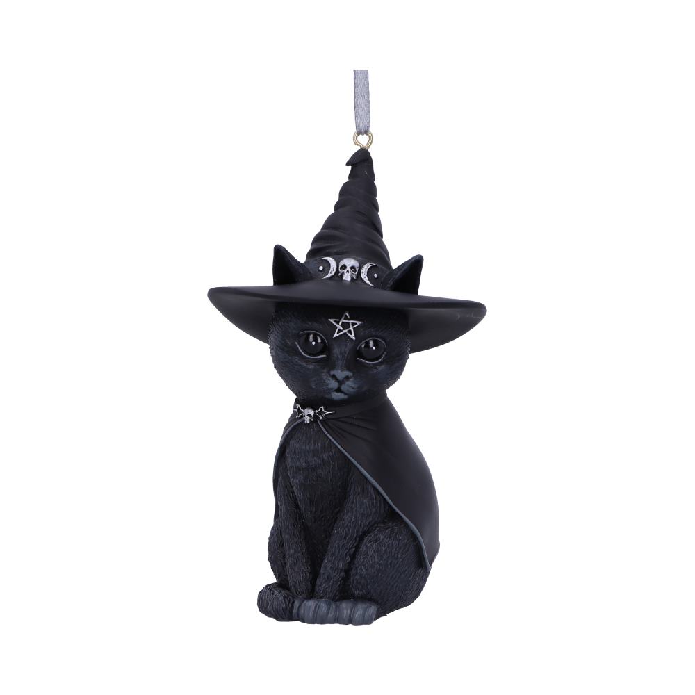 Purrah Black Witch Cat Hanging Decorative Ornament 11.5cm 1