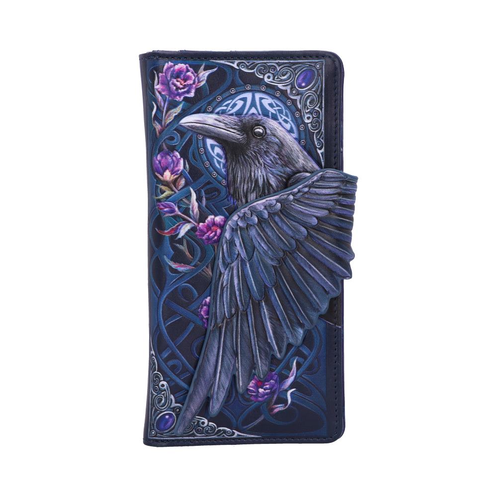 Ravens Flight Black Wing Floral Embossed Purse Wallet 18.5cm 1