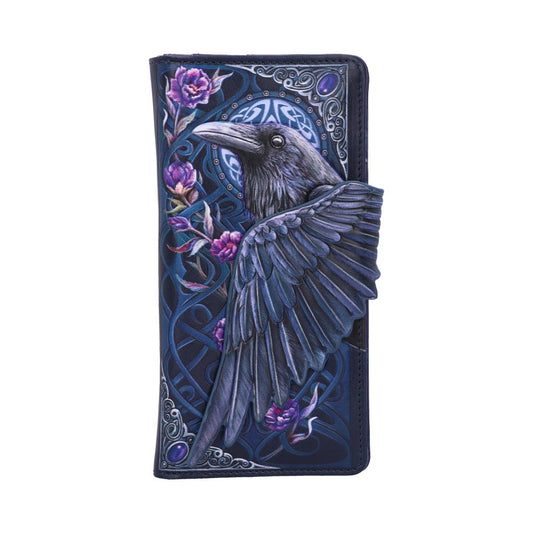 Ravens Flight Black Wing Floral Embossed Purse Wallet 18.5cm 1