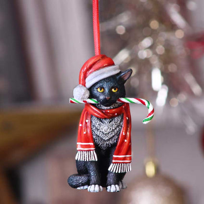 Candy Cane Cat Hanging Ornament 9cm by Lisa Parker Christmas Tree Decoration 8