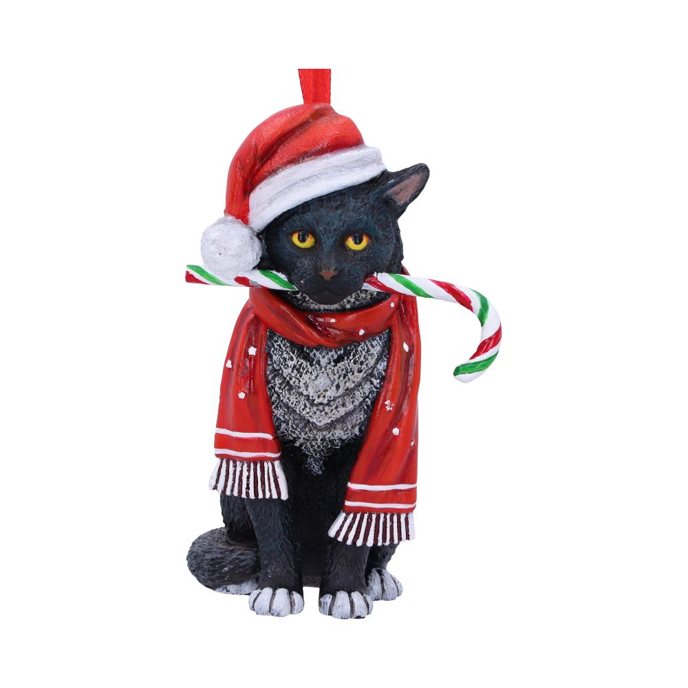 Candy Cane Cat Hanging Ornament 9cm by Lisa Parker Christmas Tree Decoration 1