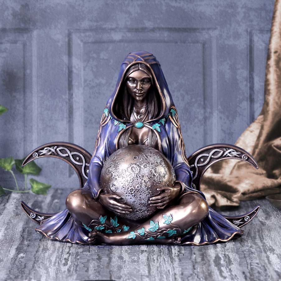 Triple Moon Goddess Bronze Statue 36cm 8