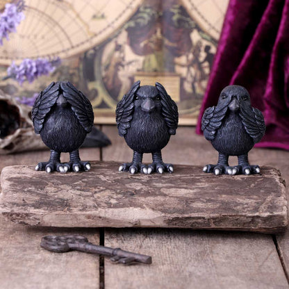 Three Wise Ravens Figurines 8.7cm 7
