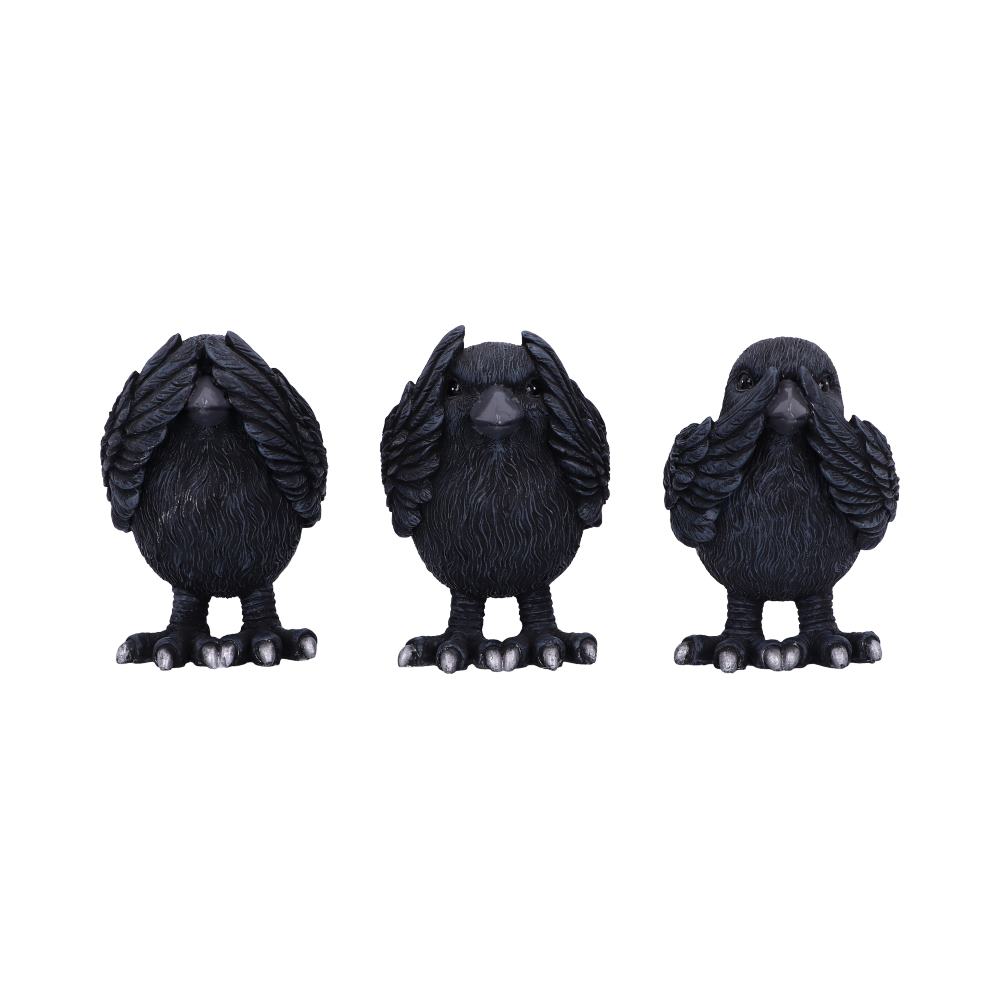 Three Wise Ravens Figurines 8.7cm 1