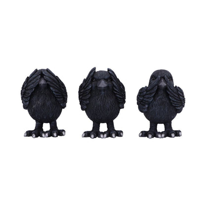 Three Wise Ravens Figurines 8.7cm 1