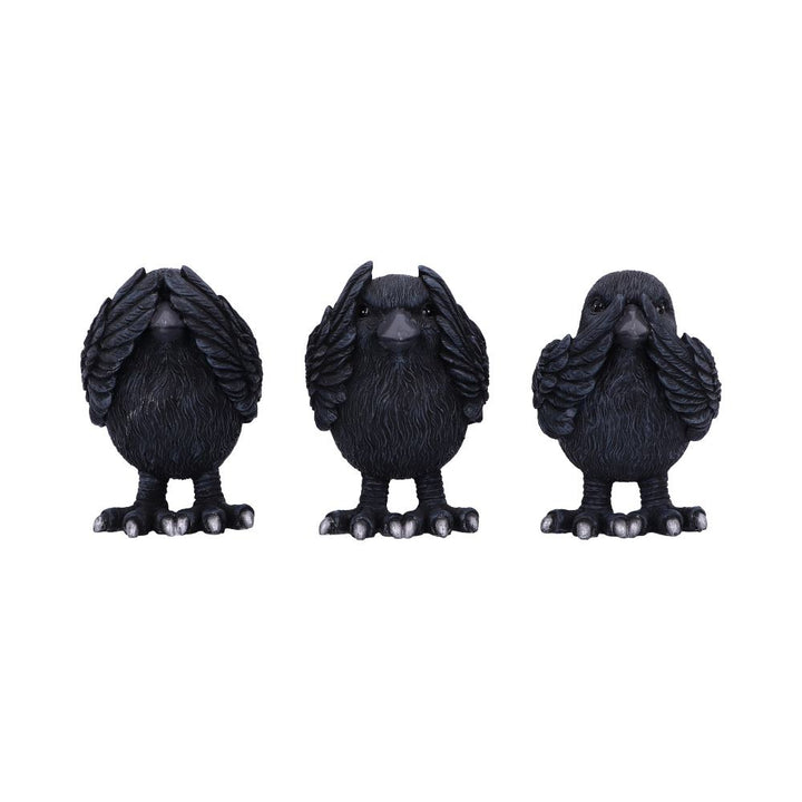Three Wise Ravens Figurines 8.7cm 1