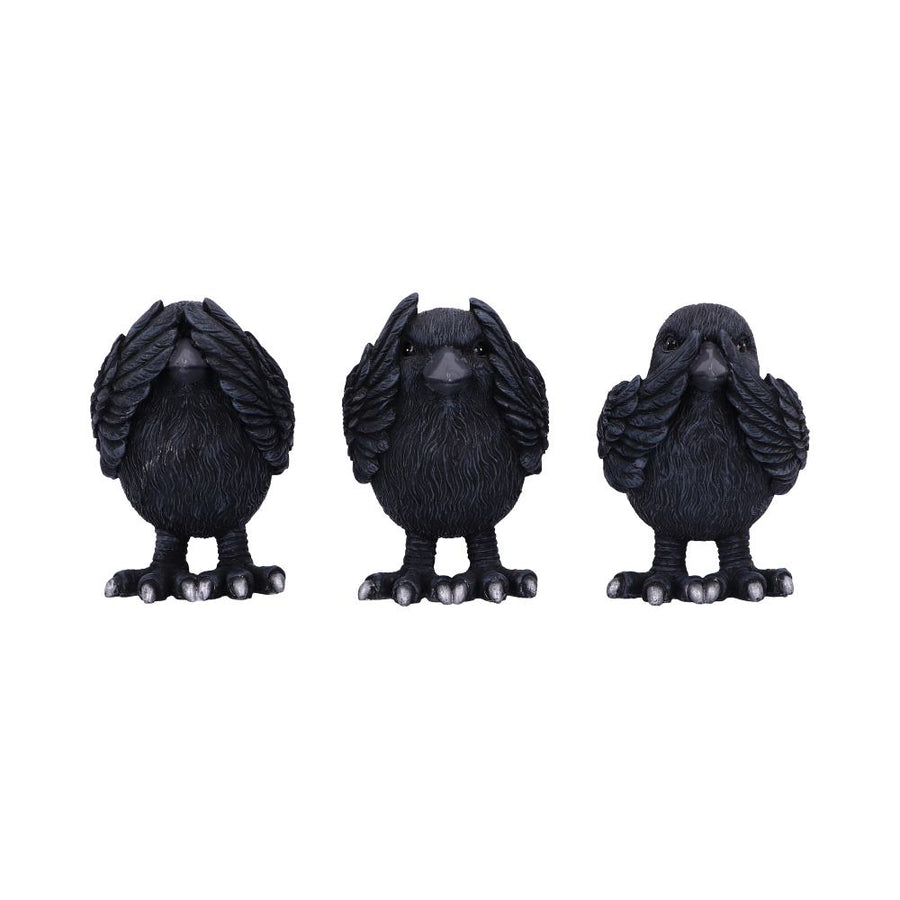 Three Wise Ravens Figurines 8.7cm 1