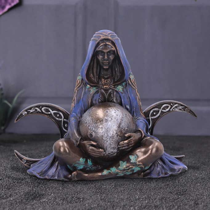 Mini Triple Moon Goddess Art Figurine 8.5cm Resin Statue 8