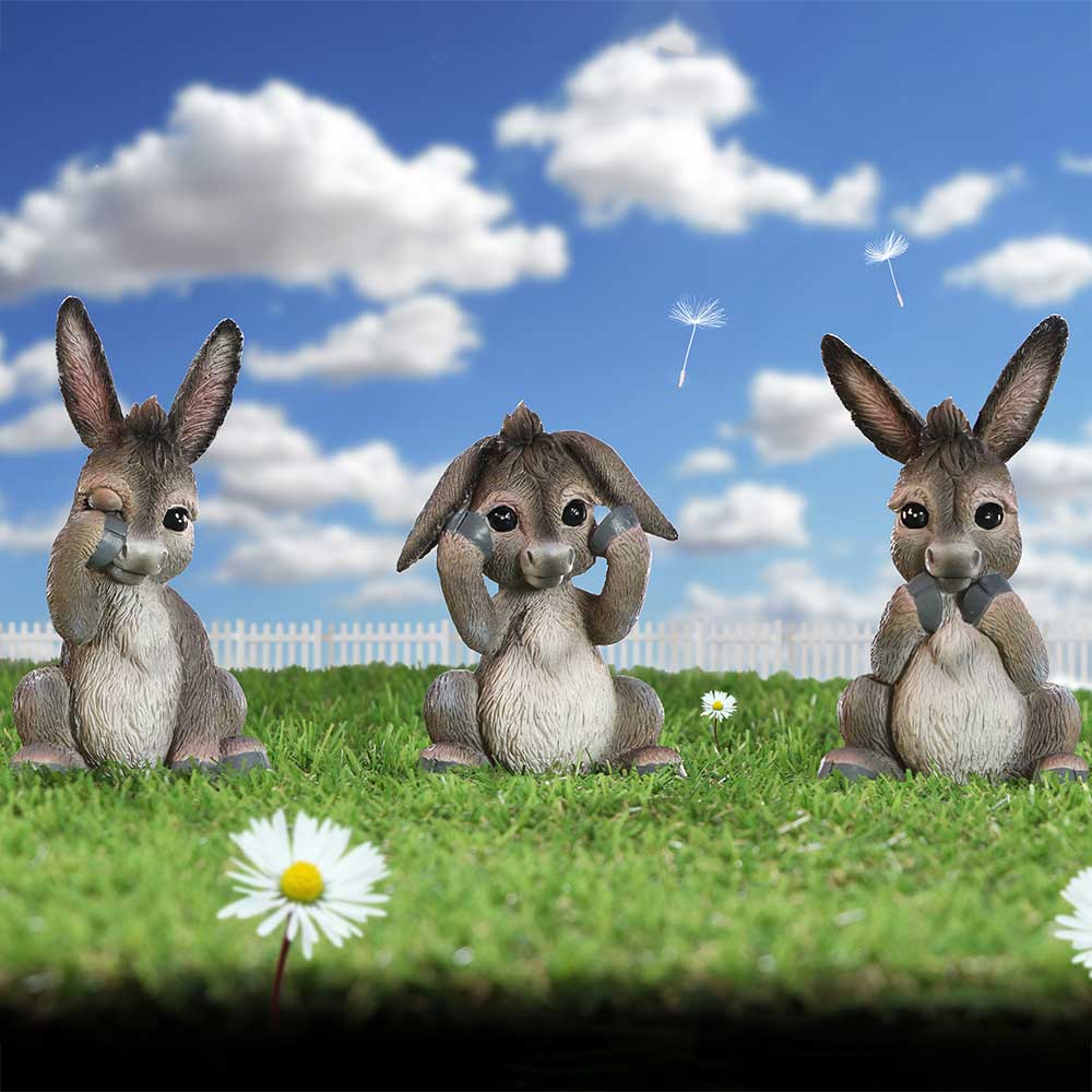 Three Wise Donkeys Figurines 11cm 7