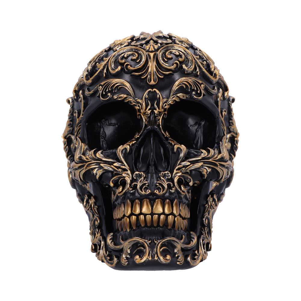 Renaissance Black and Gold Skull 19cm 2