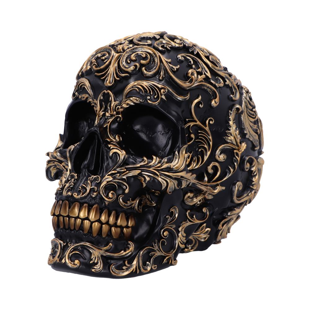 Renaissance Black and Gold Skull 19cm 3