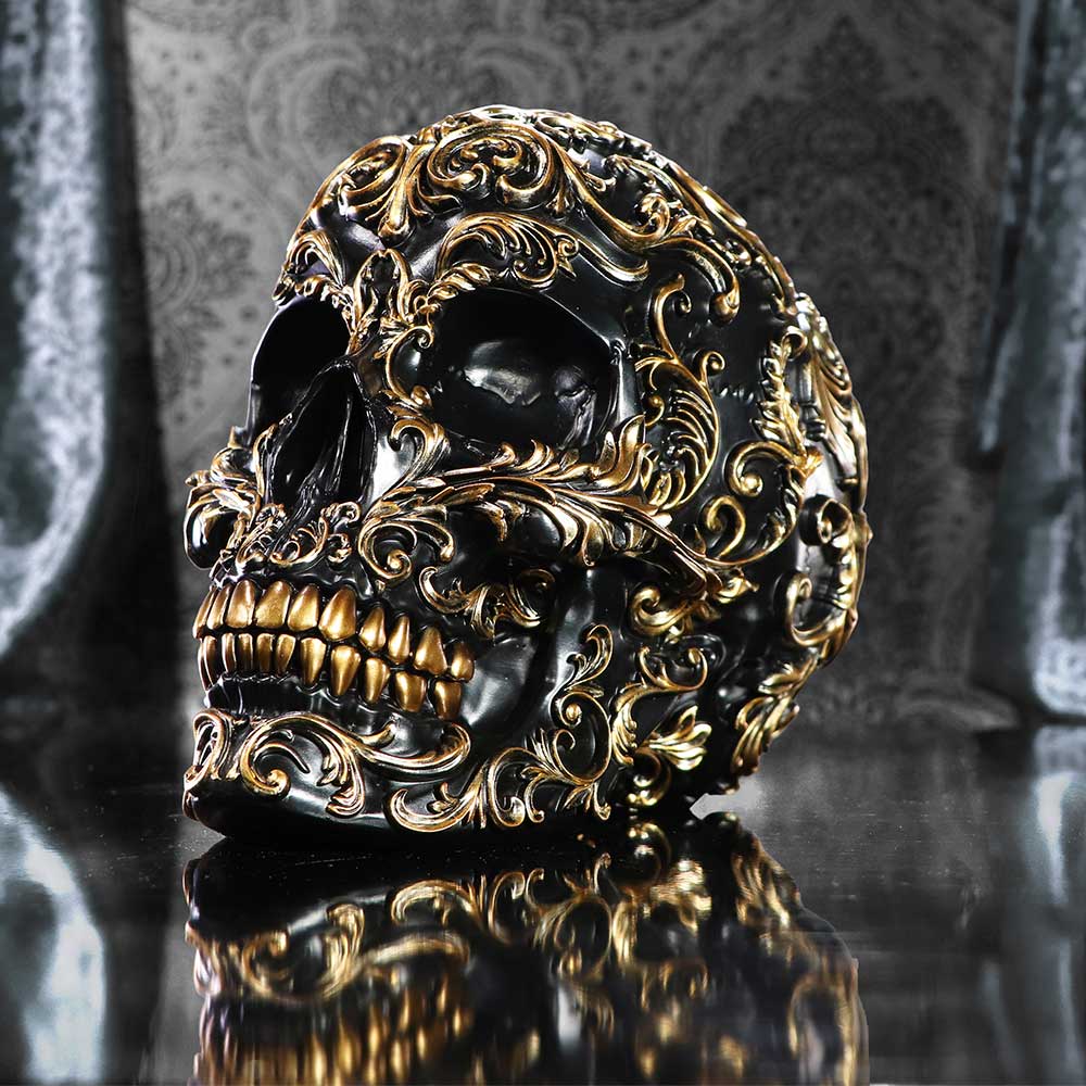 Renaissance Black and Gold Skull 19cm 8