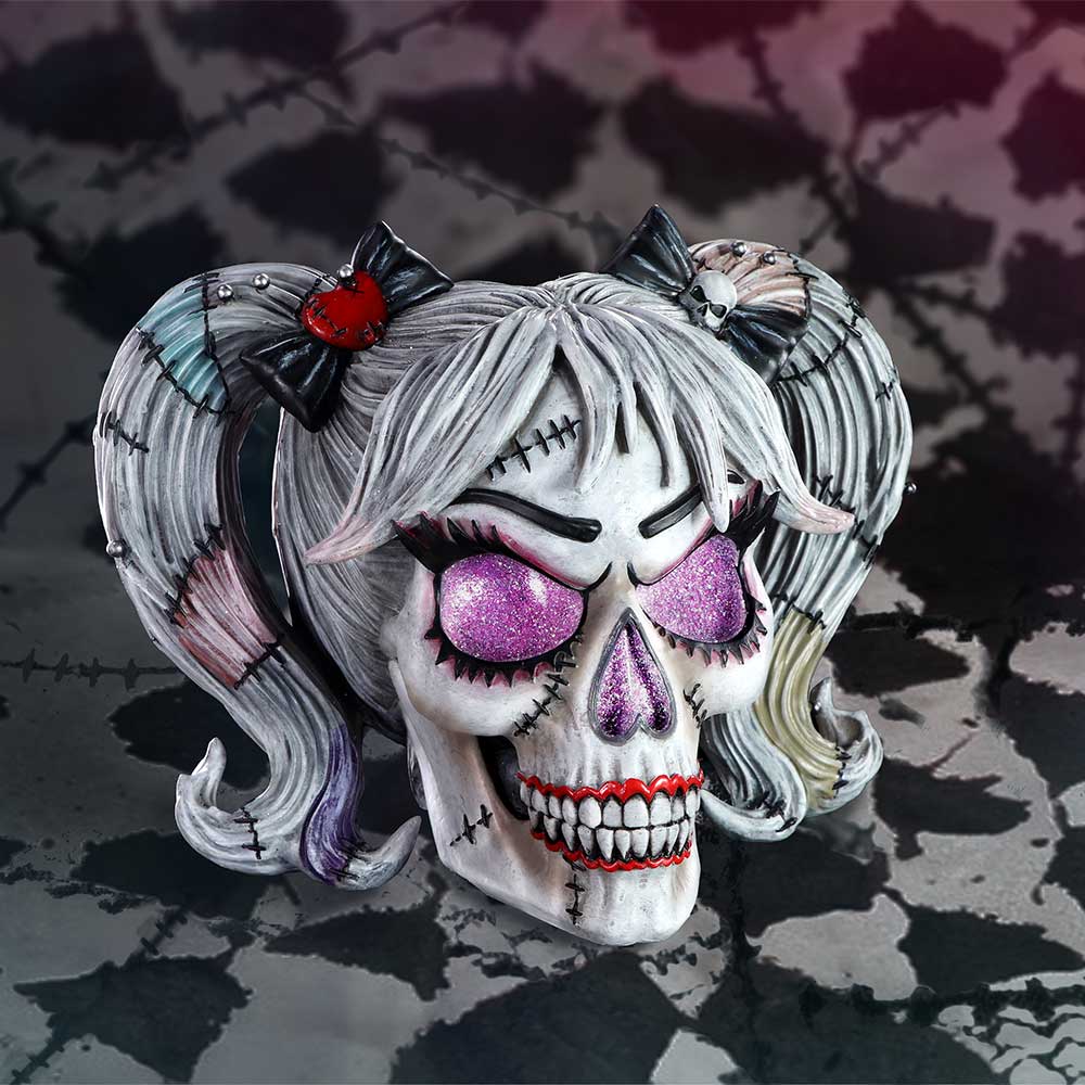 Drop Dead Gorgeous Pins and Needles Frankendoll Skull 20.5cm 8