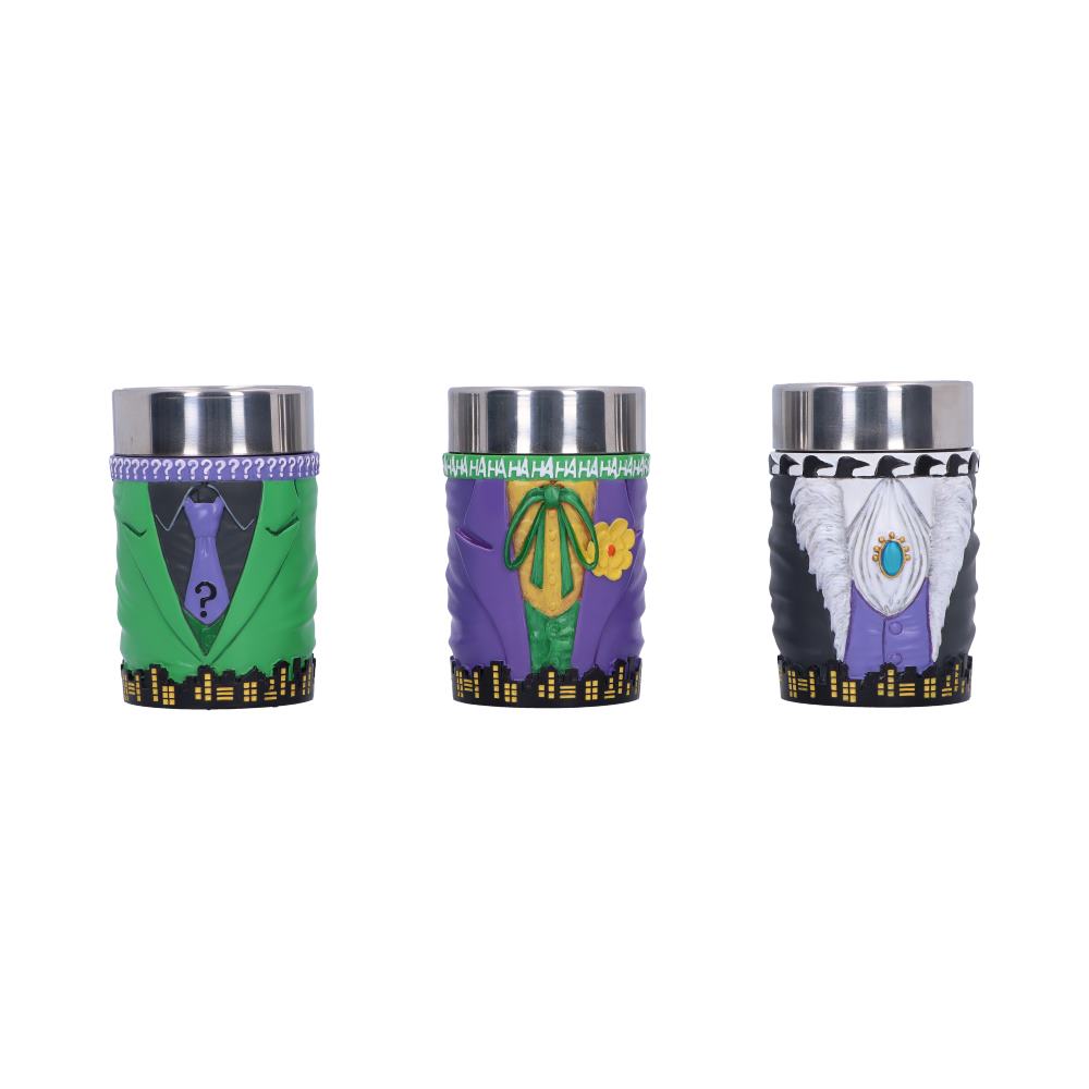 DC Batman Villain Mini Cup Set Featuring The Joker Riddler and Penguin Super-Villain Collectible 1