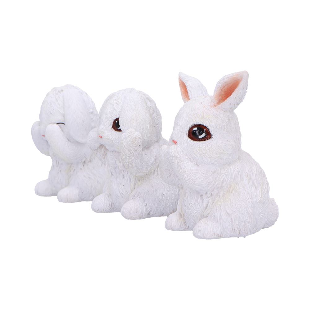 Three Wise White Bunny Figurines Bunnies 9cm 2