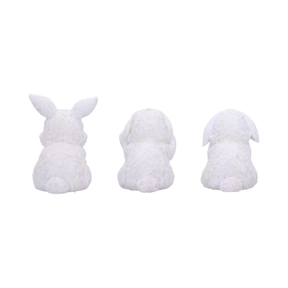 Three Wise White Bunny Figurines Bunnies 9cm 3