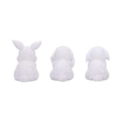 Three Wise White Bunny Figurines Bunnies 9cm 3