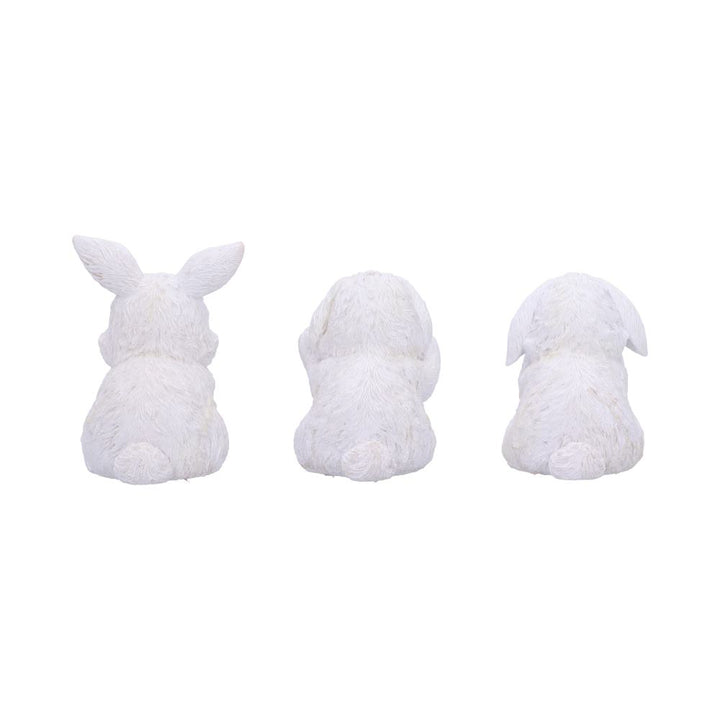 Three Wise White Bunny Figurines Bunnies 9cm 3