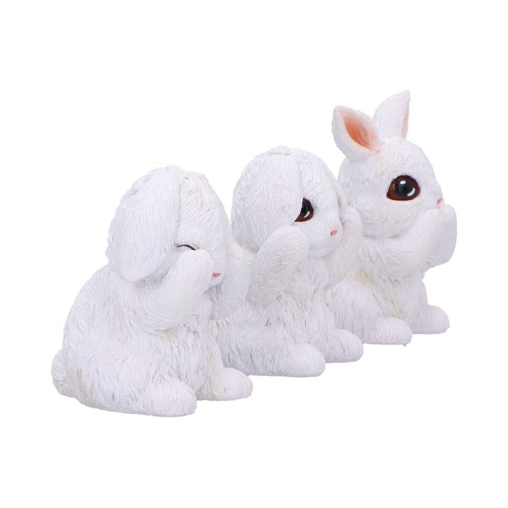 Three Wise White Bunny Figurines Bunnies 9cm 4