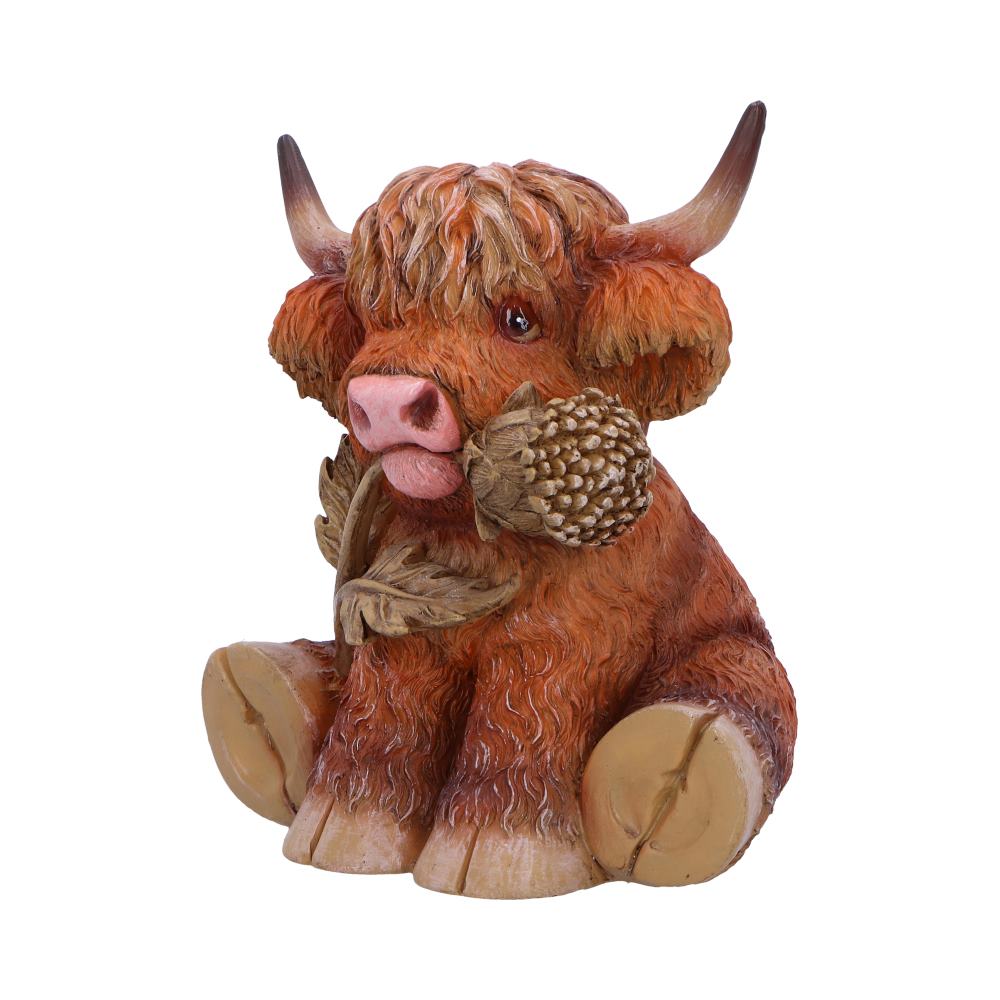 Highland Cow with Thistle Figurine 10.5cm Resin Statue 2