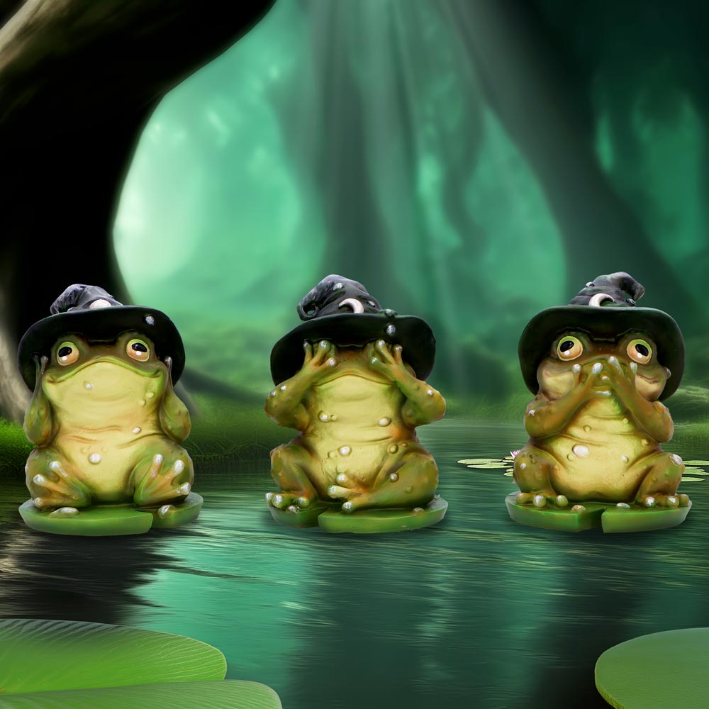 Three Wise Wizard Toad Figurines Toads 10.3cm 7