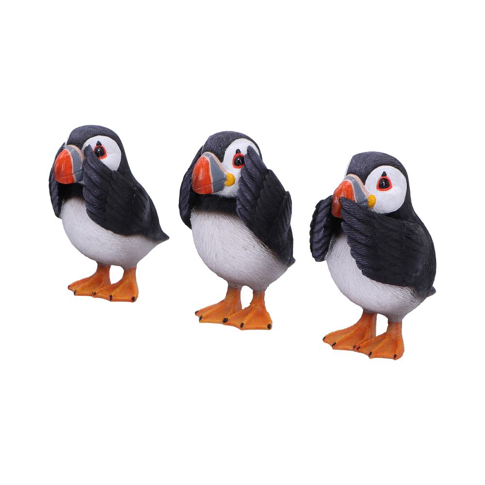Three Wise Puffin Figurines Puffins 9cm Polyresin Statues 2