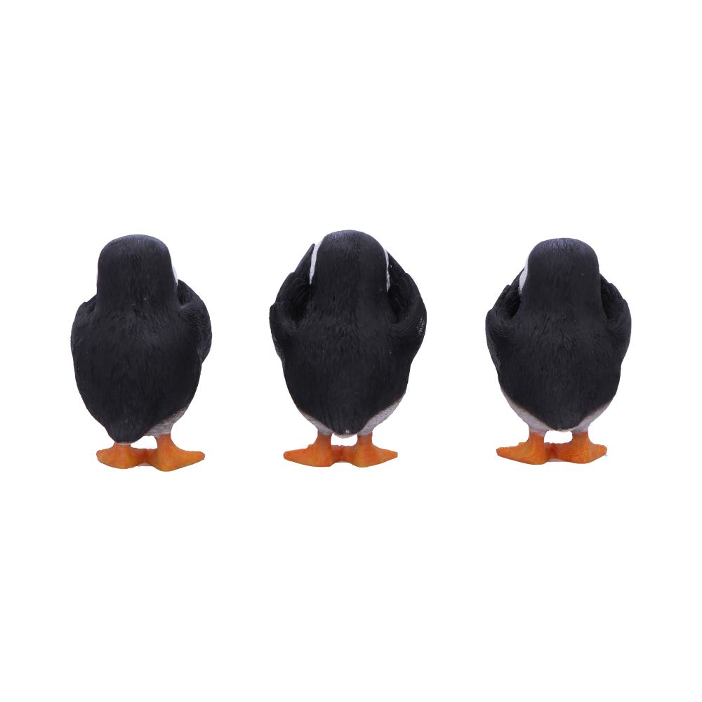Three Wise Puffin Figurines Puffins 9cm Polyresin Statues 3