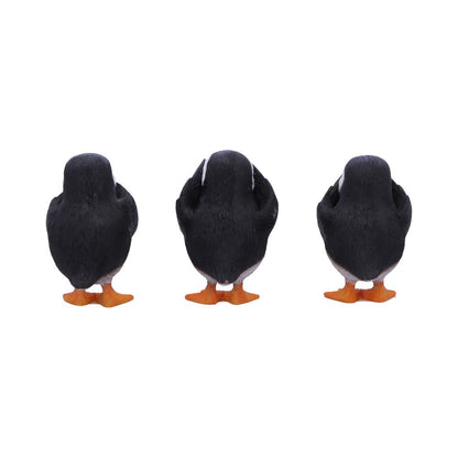 Three Wise Puffin Figurines Puffins 9cm Polyresin Statues 3