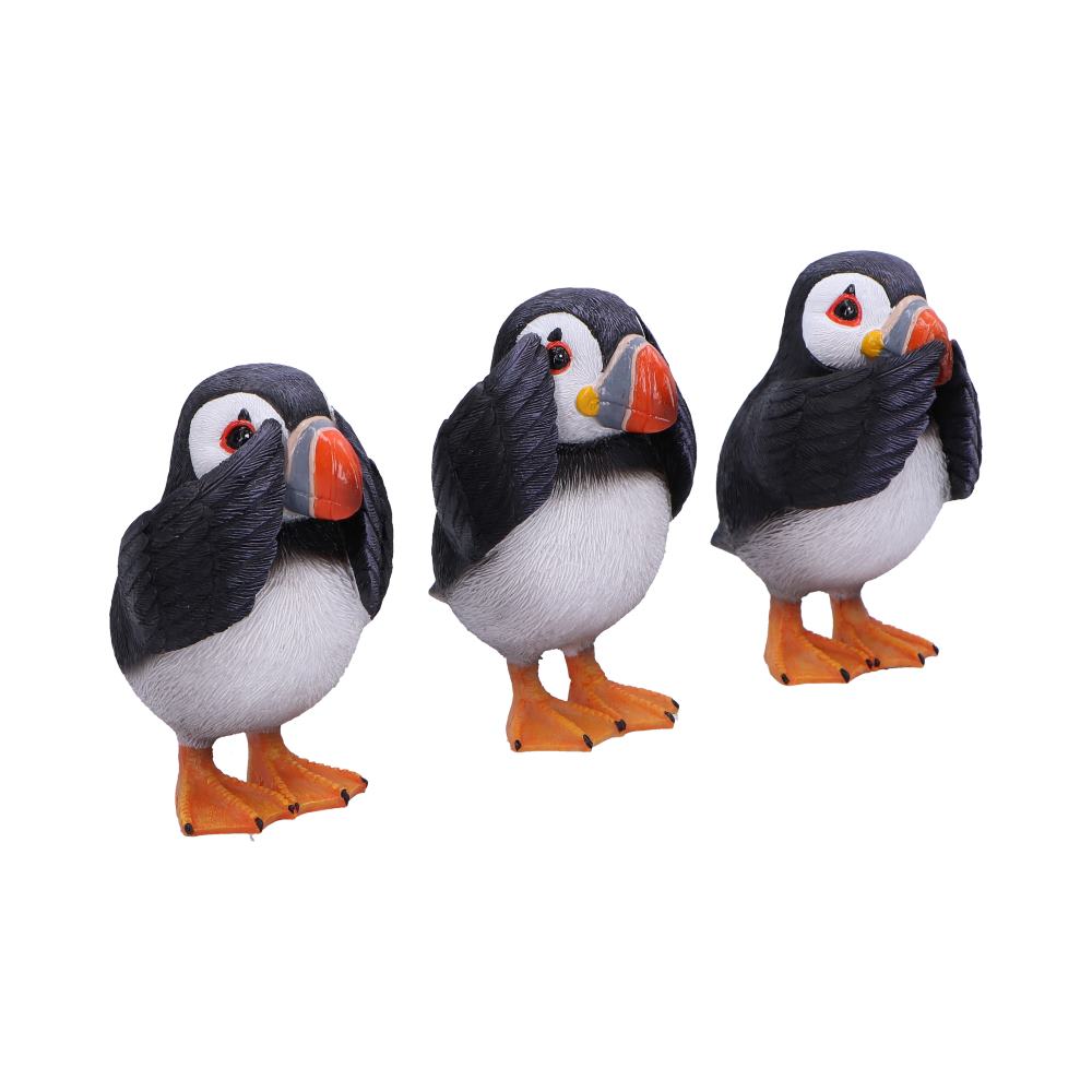 Three Wise Puffin Figurines Puffins 9cm Polyresin Statues 4