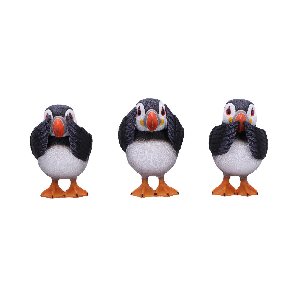 Three Wise Puffin Figurines Puffins 9cm Polyresin Statues 1