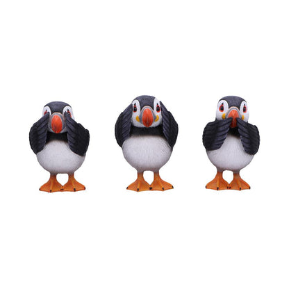 Three Wise Puffin Figurines Puffins 9cm Polyresin Statues 1