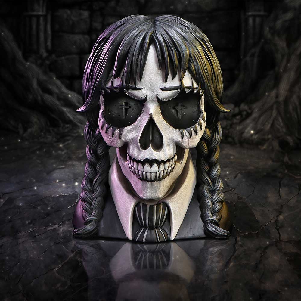 Dark Glare Gothic School Girl Skull 16cm Resin Statue 4