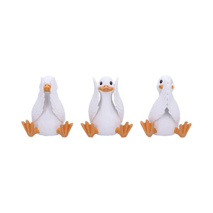 Three Wise Goofy Geese Figurines in See no Hear Speak Evil Poses 8.5cm 1