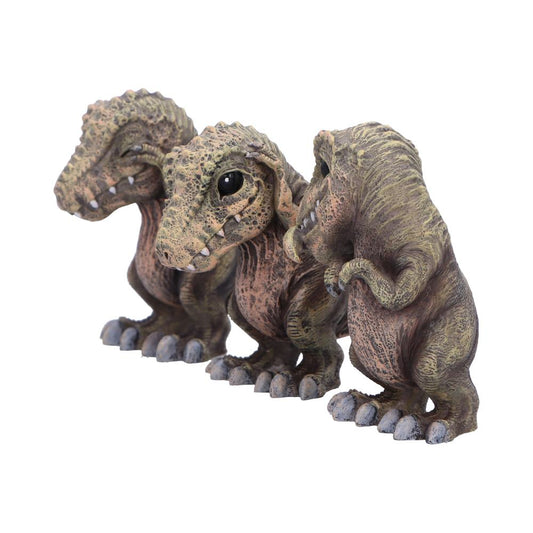 Three Wise See No Hear Speak Tyrannosaurus Rex Dinosaur Figurines 9.3cm 2