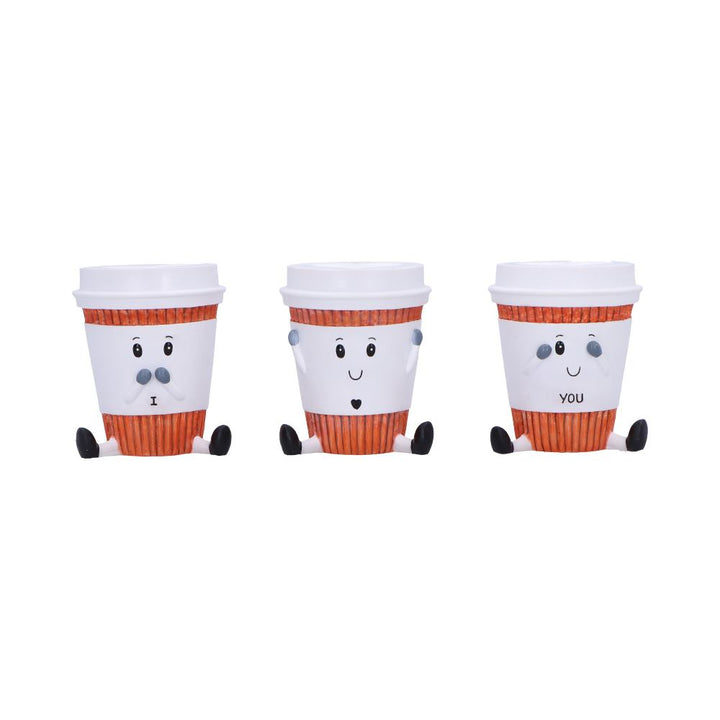 Three Wise Coffee Cups Figurines 7cm 1